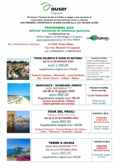 2024 - Proposte di  Viaggio e Visite Culturali- Auser Legnano - Auser  Ticino  Olona